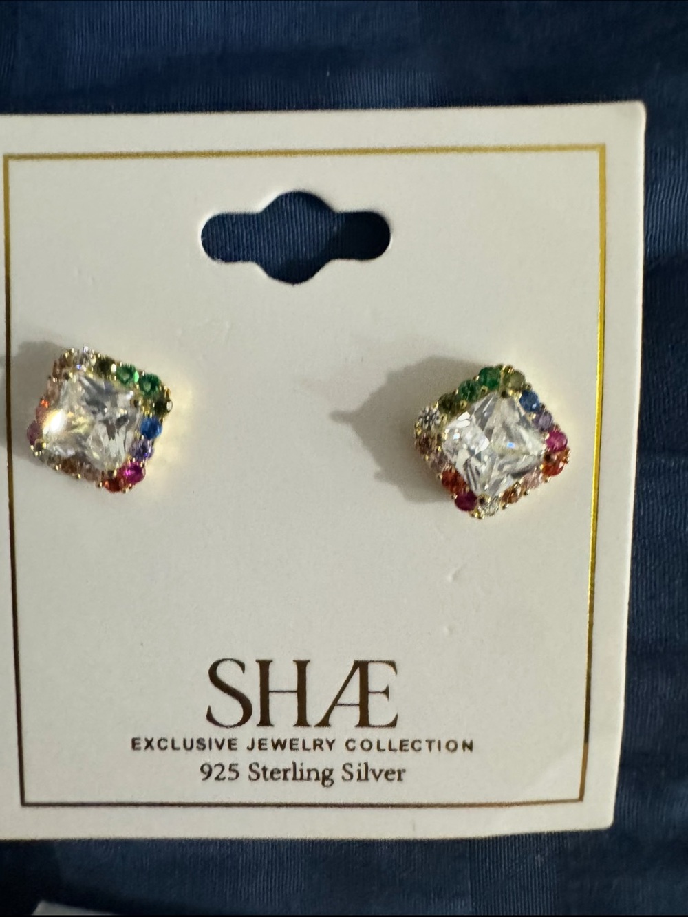 Multi-Color Cubic Zirconia Sterling Silver Stud Earrings